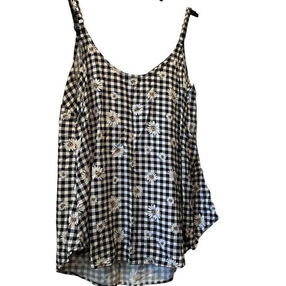 Torrid Stretch Challis Plaid Daisy Print Ava Cami Tank Top Black Size 00 M/L - Picture 6 of 6